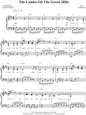 The Lambs On The Green Hills by Traditional Irish - Sheet Music