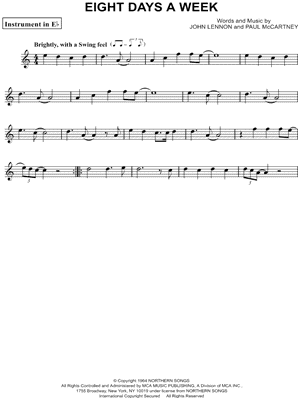 Eight Days a Week by The Beatles - Sheet Music