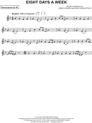 Eight Days a Week by The Beatles - Sheet Music