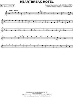 Heartbreak Hotel by Elvis Presley - Sheet Music