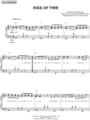 Kiss of Fire by Georgia Gibbs - Sheet Music