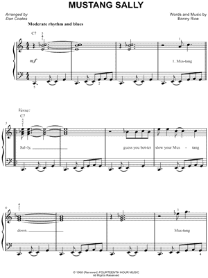 Mustang Sally by Wilson Pickett - Sheet Music