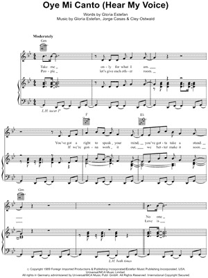 Oye Mi Canto (Hear My Voice) by Gloria Estefan - Sheet Music