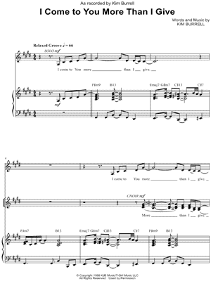 I Come to You More Than I Give by Kim Burrell - Sheet Music