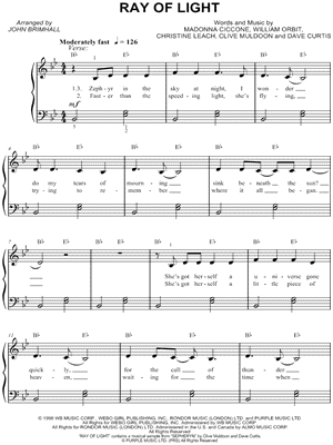 Ray of Light by Madonna - Sheet Music