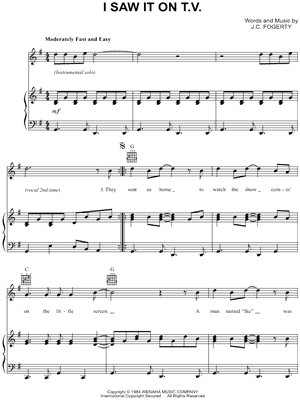 I Saw It On T.V. by John C. Fogerty - Sheet Music