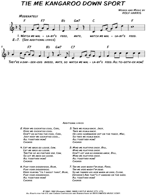 Tie Me Kangaroo Down Sport by Rolf Harris - Sheet Music