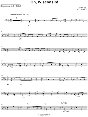 On, Wisconsin! - Bass Clef Instrument