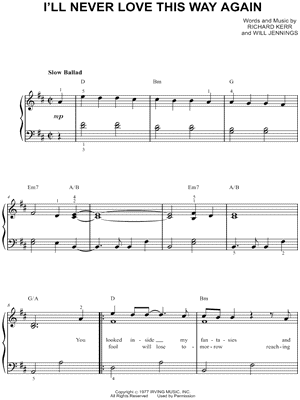 I'll Never Love This Way Again by Dionne Warwick - Sheet Music
