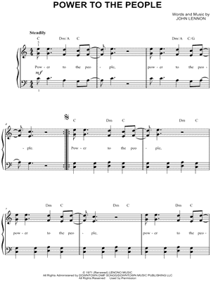 POWER TO THE PEOPLE by John Lennon - Sheet Music