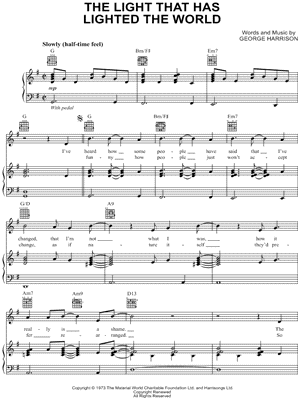 The Light That Has Lighted The World by George Harrison - Sheet Music