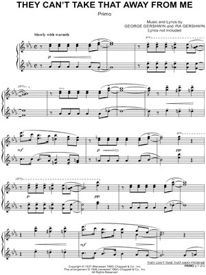 They Can't Take That Away from Me by George Gershwin - Sheet Music