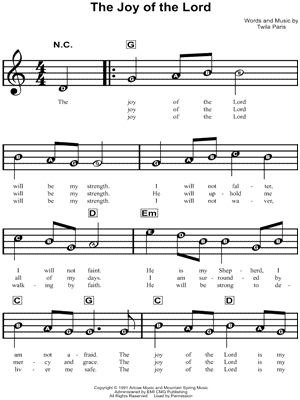 The Joy of the Lord by Twila Paris - Sheet Music