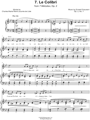 7 Mélodies, Op. 2: VII. Le colibri