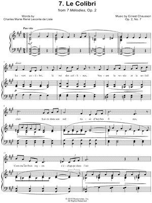 7 Mélodies, Op. 2: VII. Le colibri