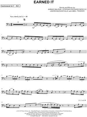Earned It (Fifty Shades of Grey) - Bass Clef Instrument