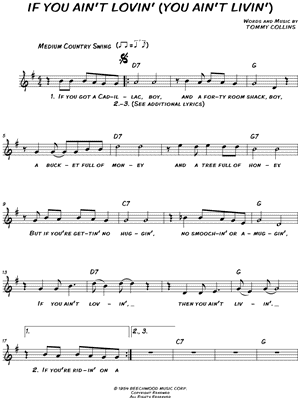 If You Ain't Lovin' by George Strait - Sheet Music