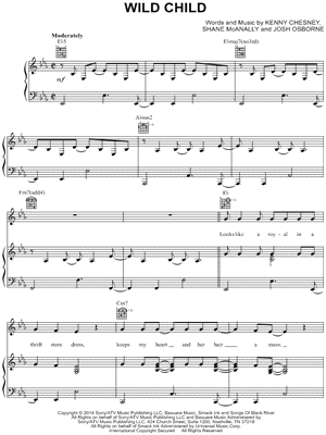Wild Child by Kenny Chesney - Sheet Music