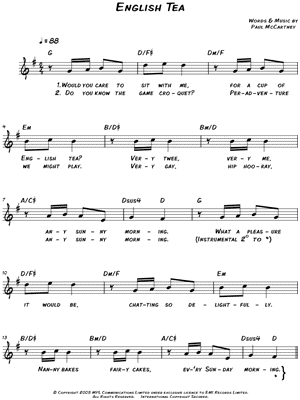 English Tea by Paul McCartney - Sheet Music