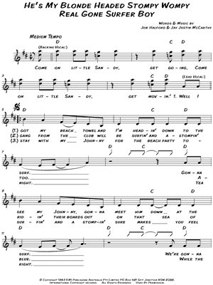 He's My Blonde Headed Stompy Wompy Real Gone Surfer Boy