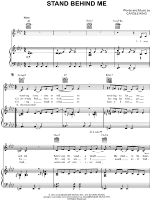 Stand Behind Me by Carole King - Sheet Music