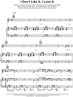 I Don't Like It, I Love It by Flo Rida - Sheet Music