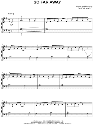So Far Away by Carole King - Sheet Music