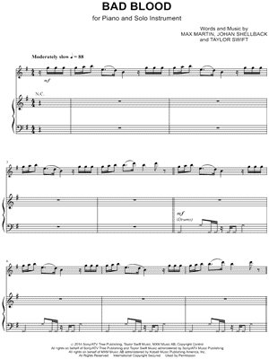 Bad Blood - Piano Accompaniment