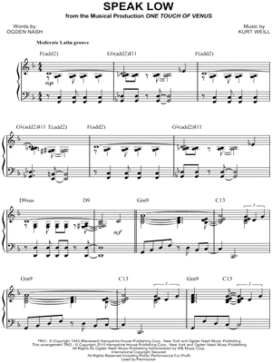 Speak Low by Kurt Weill - Sheet Music