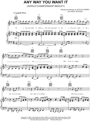 Any Way You Want It from Pitch Perfect 2 - Sheet Music