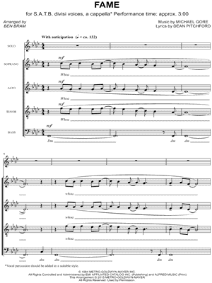 Fame from Fame - Sheet Music