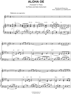 Aloha Oe - Piano Accompaniment