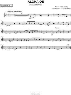 Aloha Oe - Eb Instrument