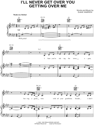 I'll Never Get Over You Getting Over Me by Exposé - Sheet Music