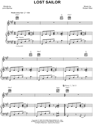 Lost Sailor by Grateful Dead - Sheet Music