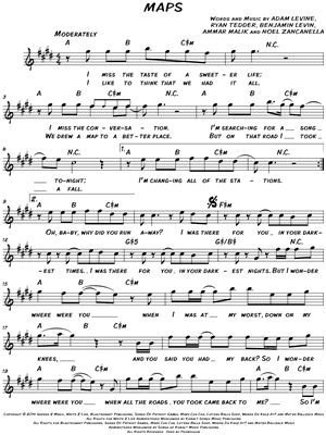 Maps by Maroon 5 - Sheet Music