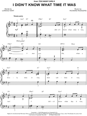 I Didn't Know What Time It Was by Richard Rodgers - Sheet Music