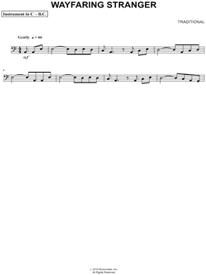 Wayfaring Stranger - Bass Clef Instrument