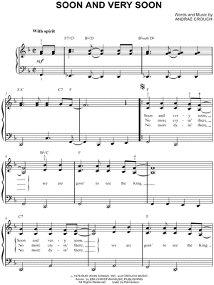 Soon And Very Soon by Andraé Crouch - Sheet Music