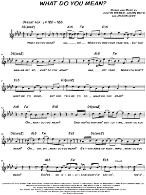 What Do You Mean? by Justin Bieber - Sheet Music