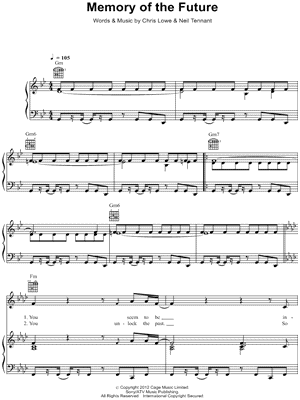 Memory of the Future by Pet Shop Boys - Sheet Music