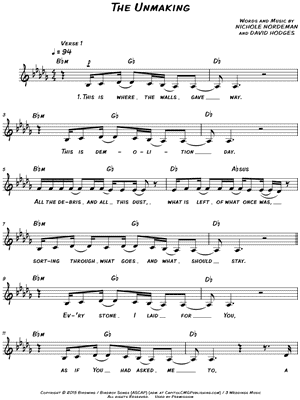 The Unmaking by Nichole Nordeman - Sheet Music