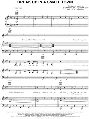 Break Up in a Small Town by Sam Hunt - Sheet Music