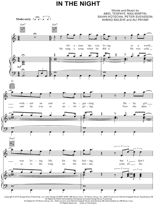 In the Night by The Weeknd - Sheet Music