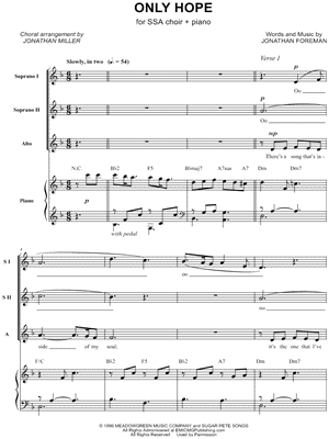 Only Hope by Mandy Moore - Sheet Music