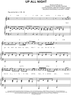 Up All Night by Charlie Puth - Sheet Music