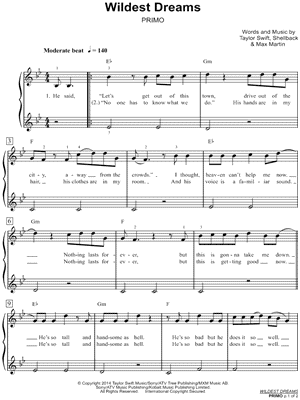 Wildest Dreams by Taylor Swift - Sheet Music