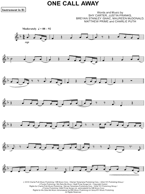 One Call Away - Bb Instrument