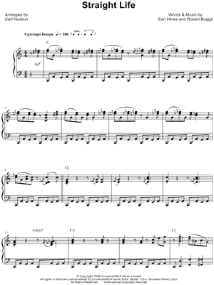 Straight Life by Earl Hines - Sheet Music