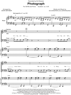 Photograph by Ed Sheeran - Sheet Music